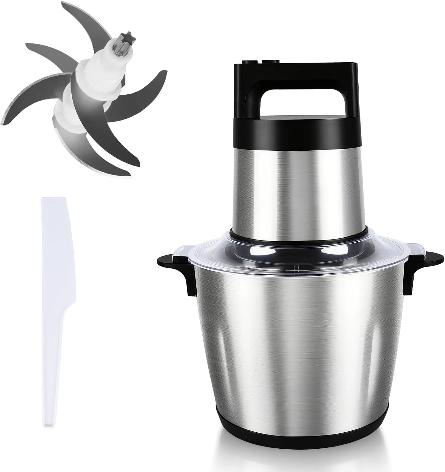 Meat Grinder Stainless Steel Large Capacity Electric mixers, Electric Food Blenders with Bowl, 2 Speed, 4 Bi