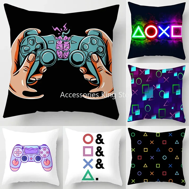 

45x45cm TV Game Fan Style Square Pillowcase Home Decor Cushion Cover Anime New Design Gamer Play Gamepad Printed Pillowcas