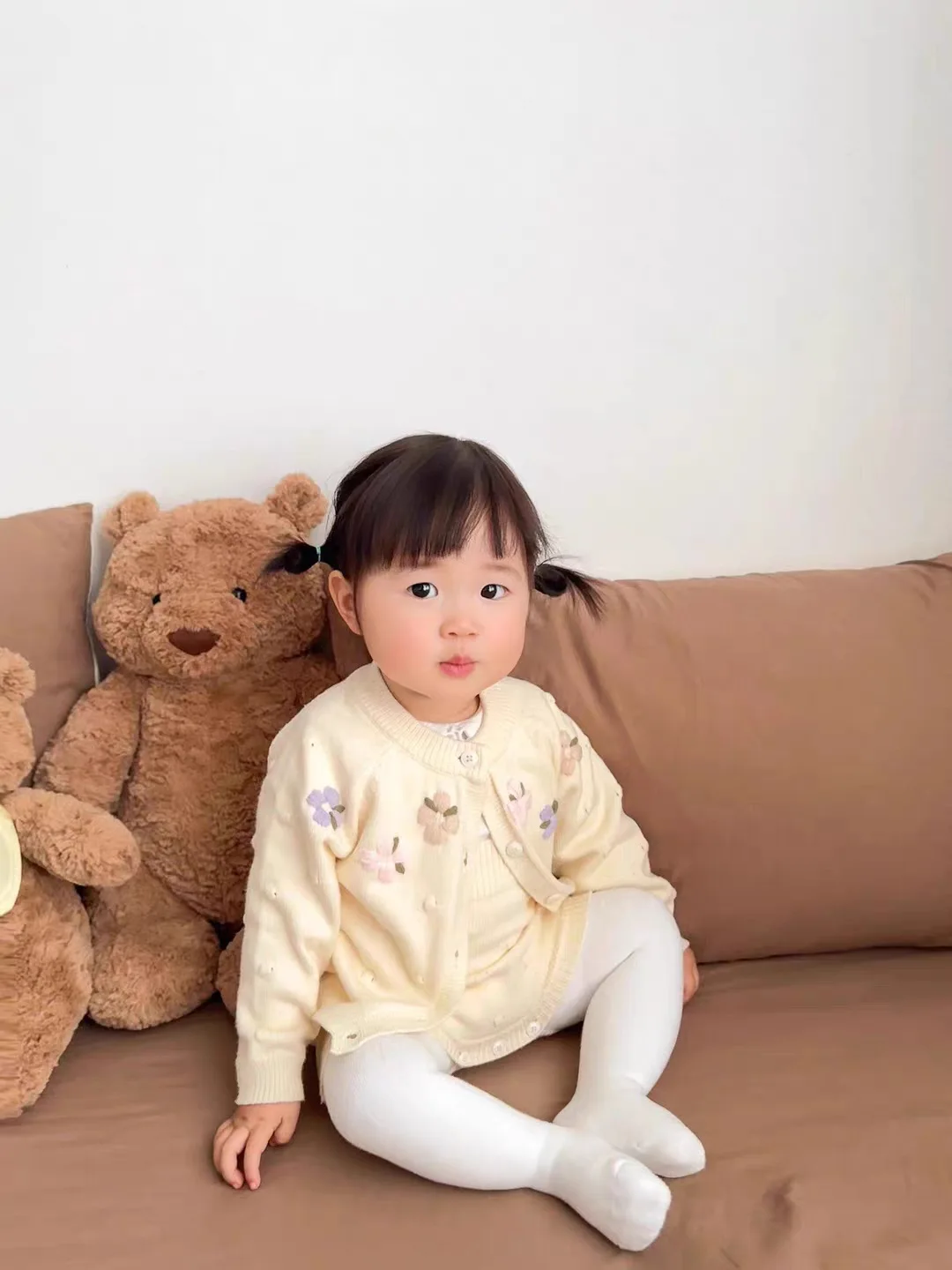 New Fall Winter Baby Girls 2Pcs Knitted Sweater Suit, Chic Tweed Style Lovely Cute Warm Infant Toddler Clothing Set