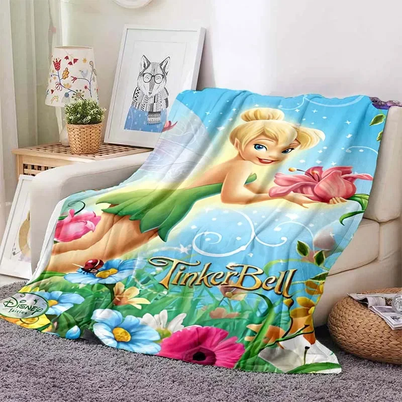 Tinkerbell Warm Soft  Blanket Fluffy Children and Adults Sofa Plush Bedspread Throw Cartoon Blanket for Sofa Bed