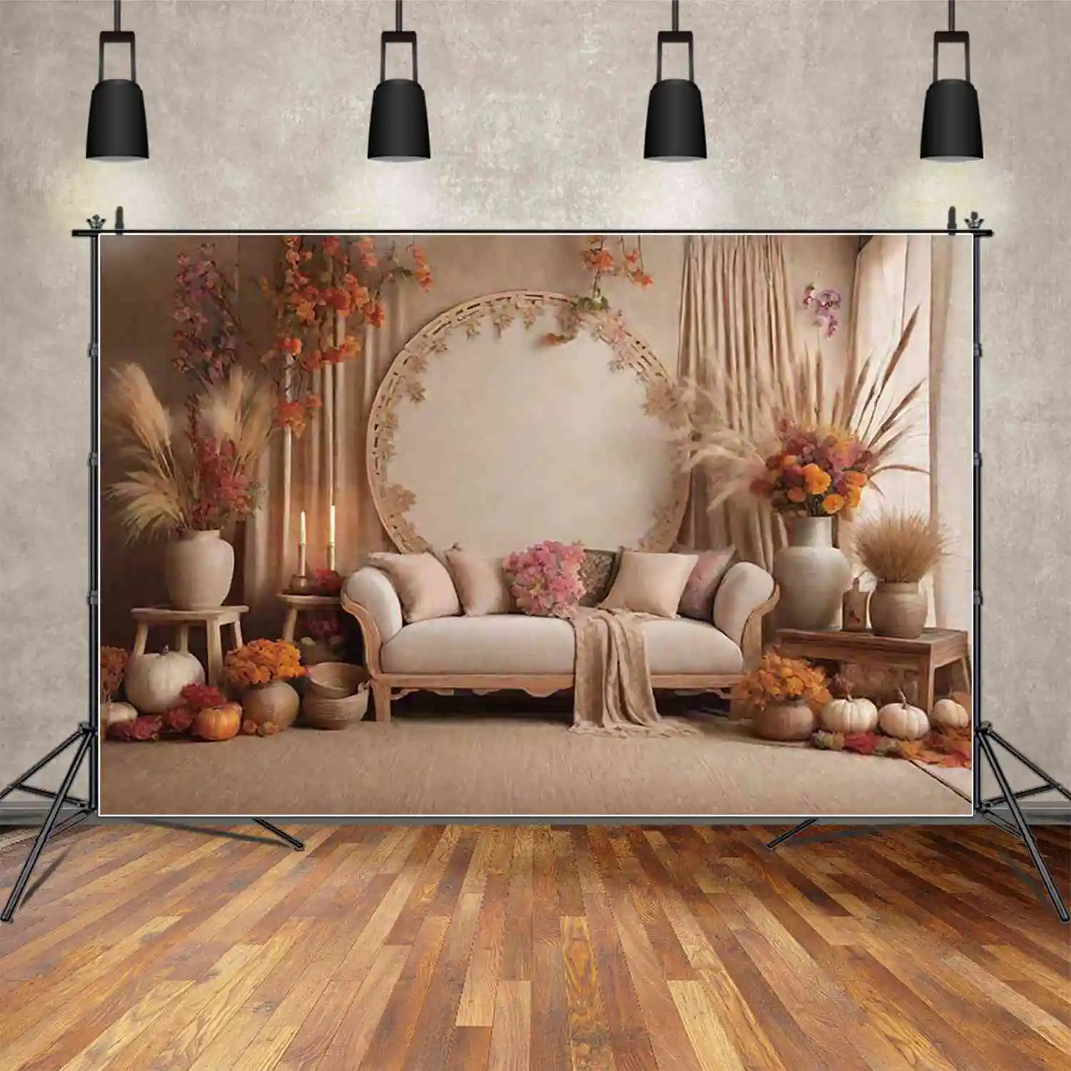 MOON.QG Thatch Party Background Photography Bohemia Autumn Curtain Photozone Backdrop Child Photo Studio Photocall Accessories