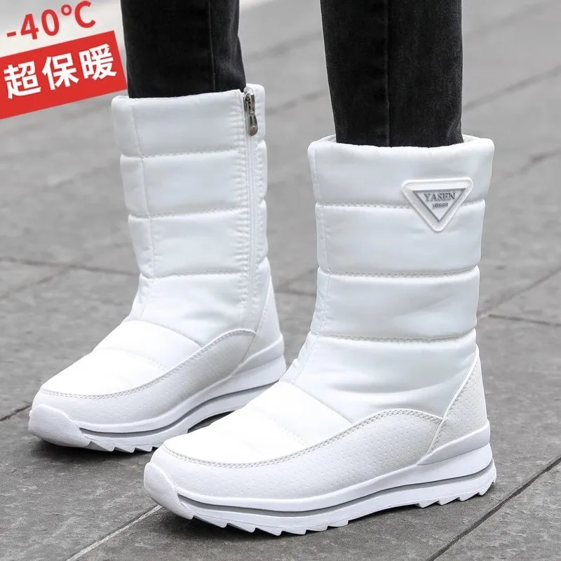 Botas de invierno para mujer, botas de nieve 2025, cálidas, gruesas, de felpa, impermeables, antideslizantes, a prueba de frío, botas para exteriores, zapatos de invierno para mujer