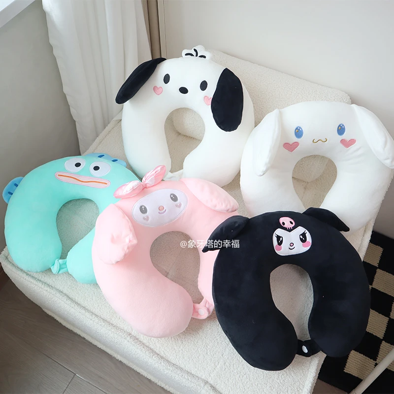 Sanrio My Melody Cinnamoroll Pochacco U-shaped Pillow Stuffed Anime Hangyodon Nap Pillow Portable Travel Neck Pillow Gift