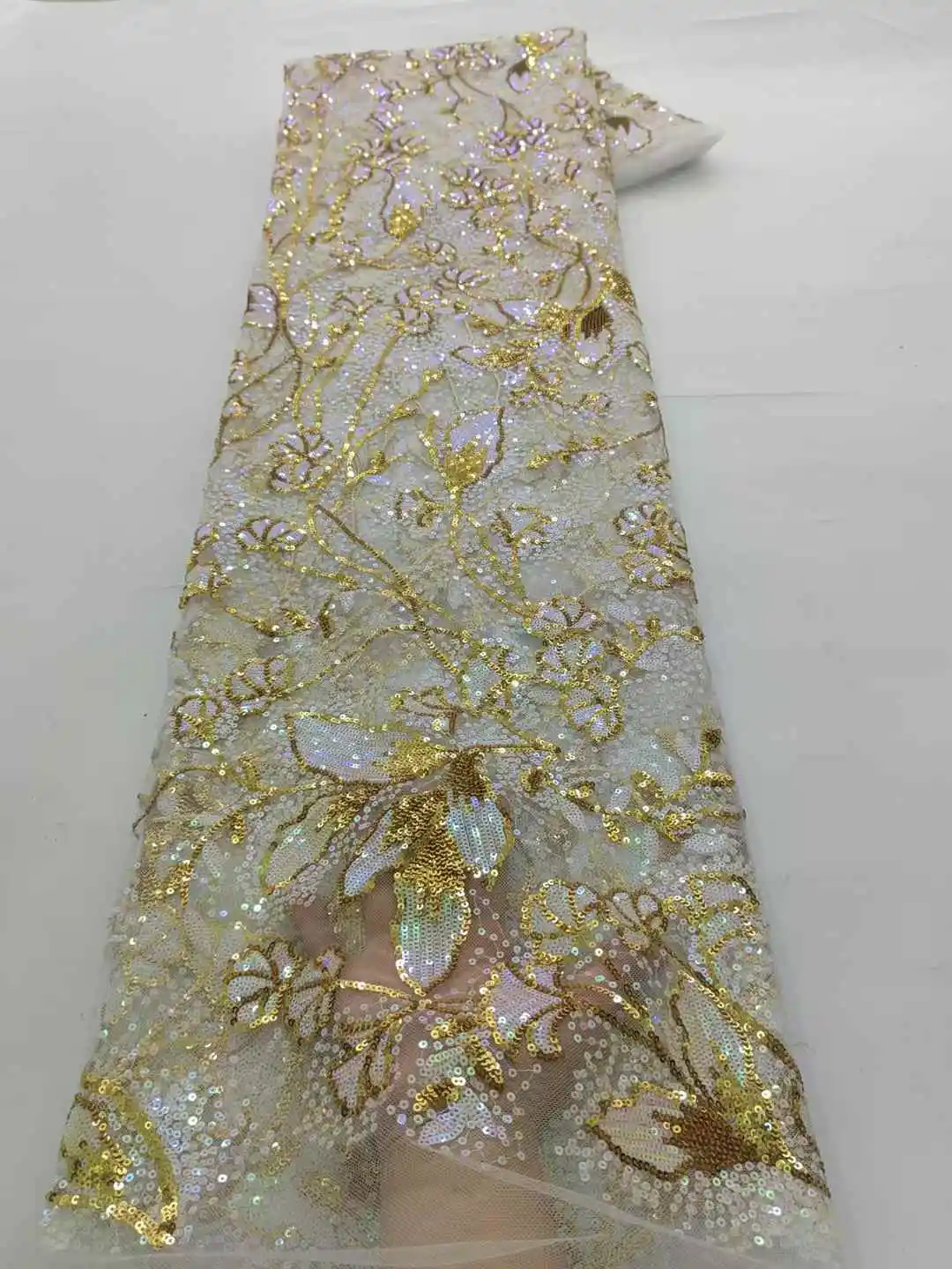 

Французское кружево 2026: высококачественный тюль с пайетками, 5 ярдов, африканское роскошное сетчатое кружево с пайетками для вечерних платьев нигерийских женщин