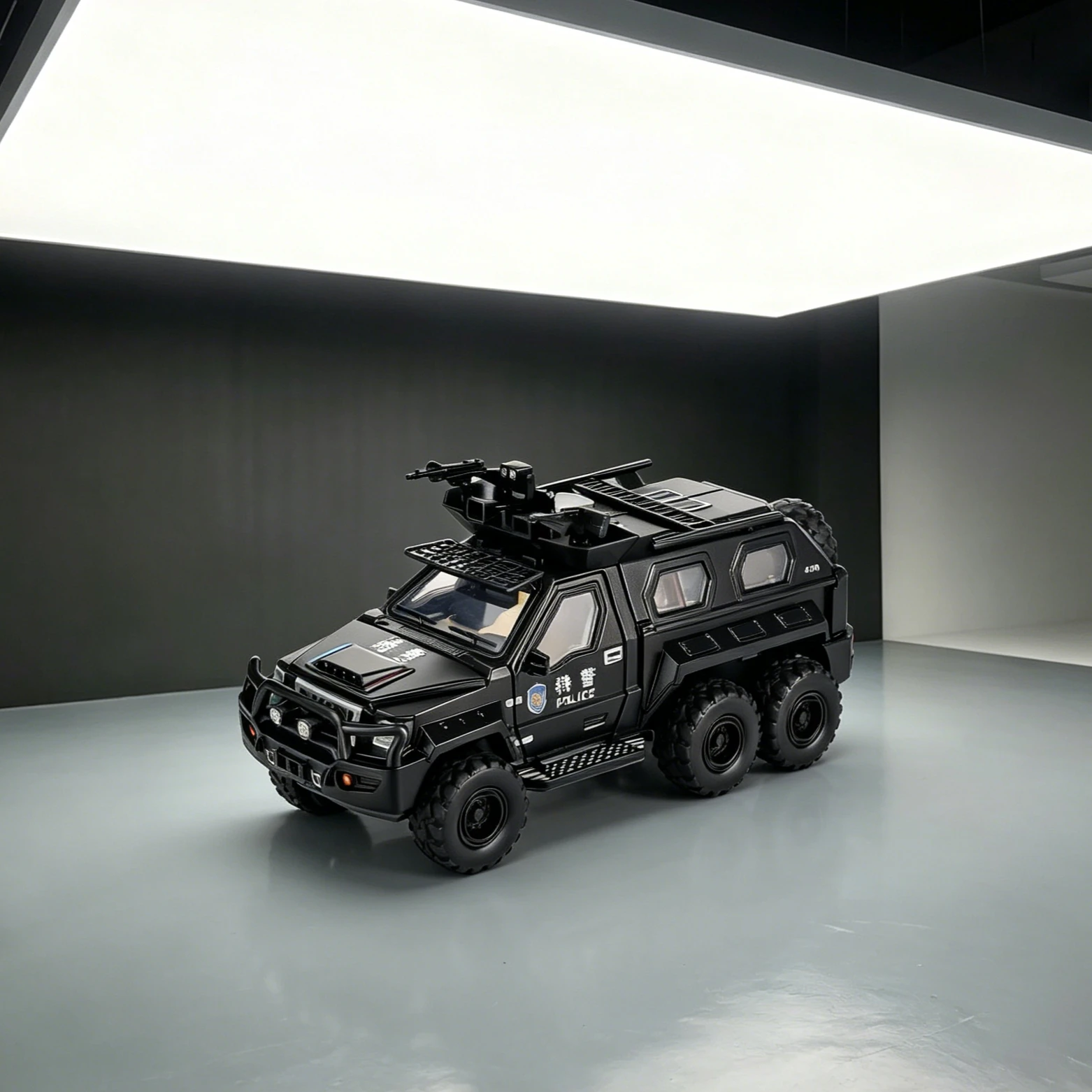 

1:24 Simulation Alloy Armored Off-Road Vehicle, Remote Control Toy Car with Sound, Light and Pull Back