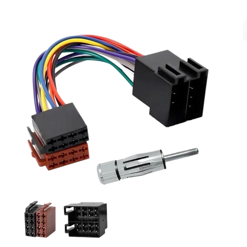 CD Tail Wire Connector Female Insert for Automotive ISO Stereo Wiring Harness with Lantern Head Antenna Adapter