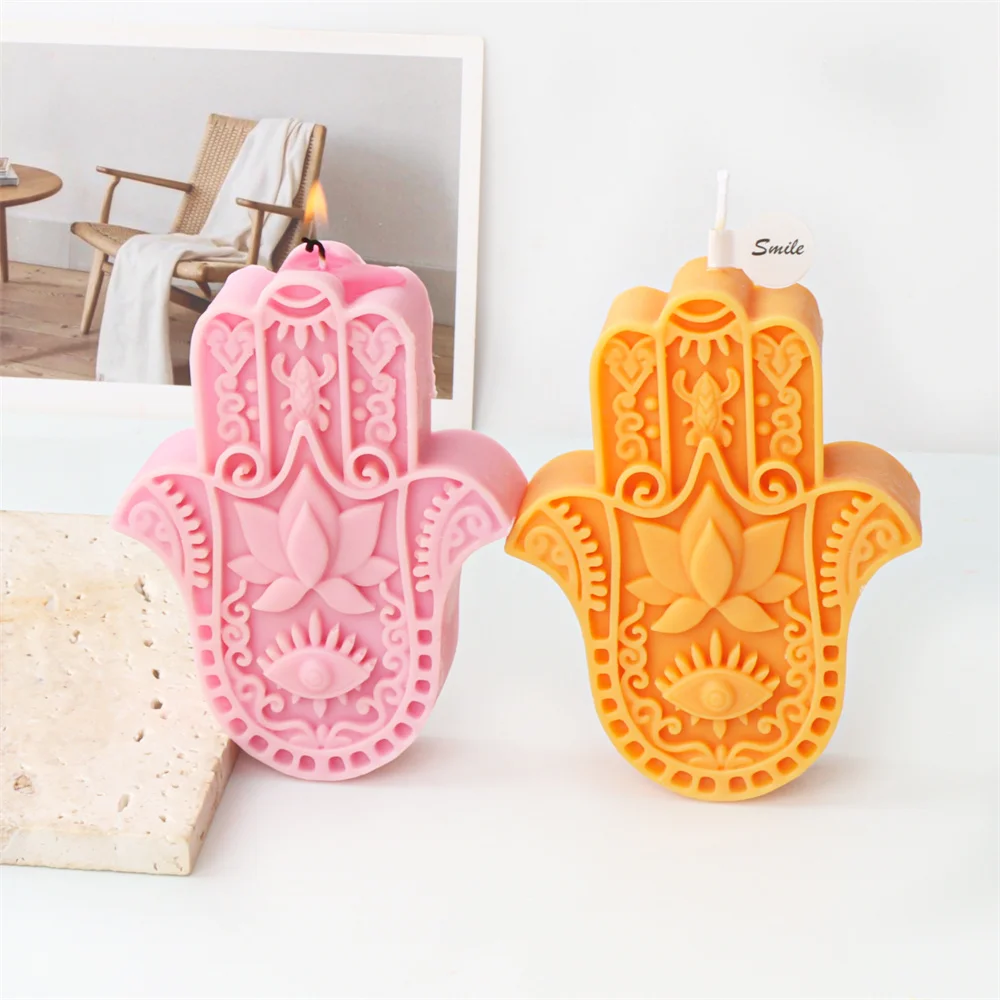 Lotus in the Palm Silicone Candle Mold Fatima Mascot Lucky Hand Shaped Silicone Mould For Soap Resin Candle Making Supplies Tool