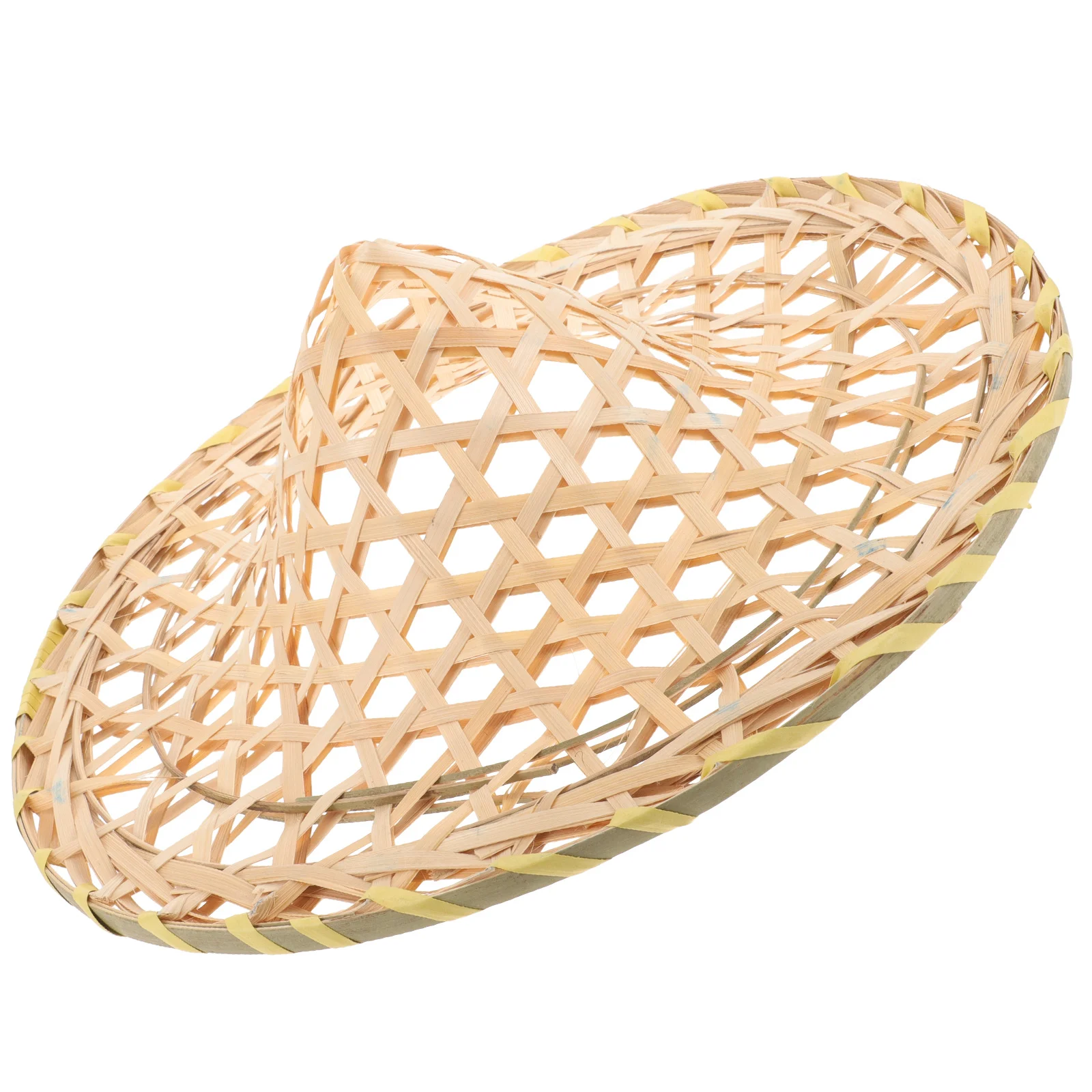 قبعة منسوجة من الخيزران على الطراز الصيني التقليدي خفيفة الوزن لأداء المسرح للحفلات التنكرية والمهرجانات والنسيج المجوف