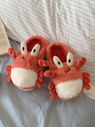 Crab Slipper For Man Women Cotton Slippers For Autumn And Winter Couples Slip Resistant And Warm Plush Home Slipper