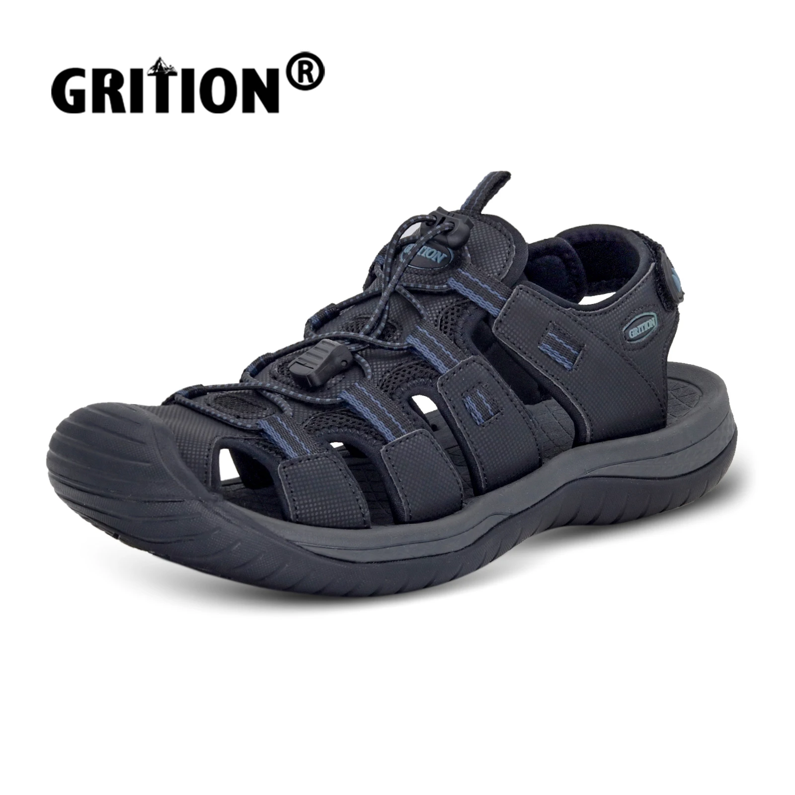 GRITION Sandalias deportivas para exteriores para hombre, moda ligera, escalada, senderismo, antideslizantes, impermeables, punta redonda, zapatos de goma para niños
