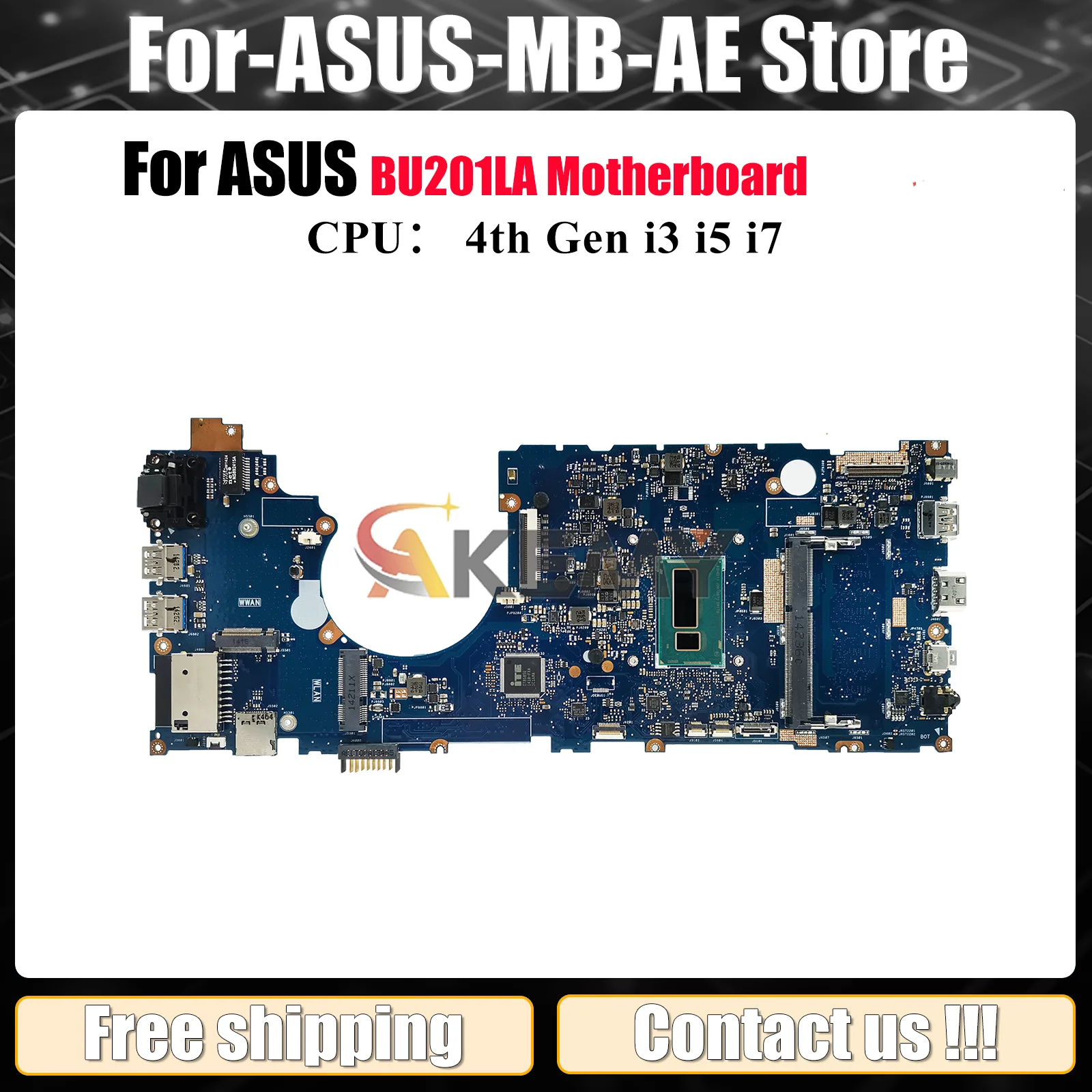 

BU201LA Laptop Motherboard For ASUS ExpertBook BU201LA BU201L Notebook Mainboard With i3 i5 i7 CPU 100% tests OK fast shipping