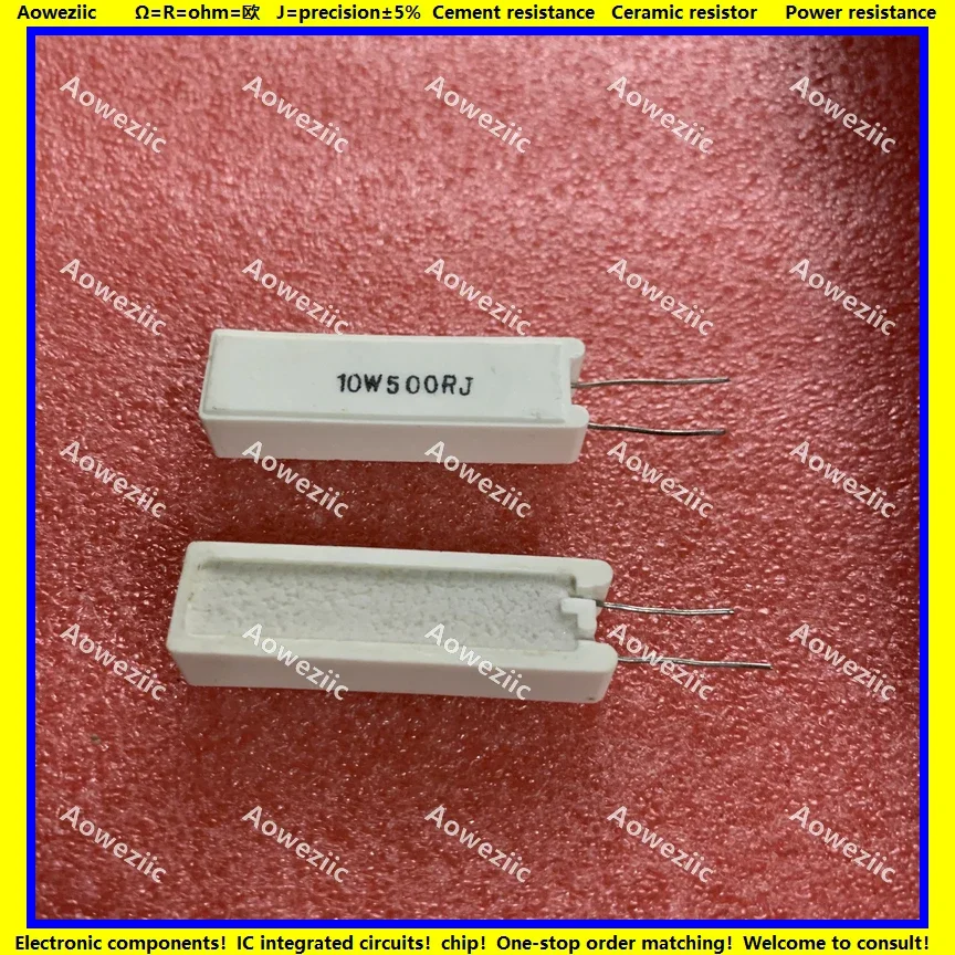 10Pcs 10W500RJ RX27-5 Vertical Cement Resistance 10W 500 ohm 500R 500RJ 10W500R Ceramic Resistance precision 5% Power resistance