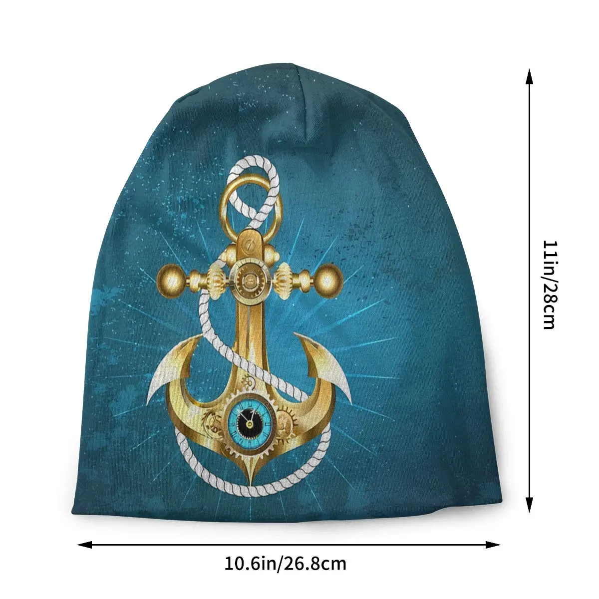 Nautical Anchor Skullies Beanies Autumn Spring Hats Anchor With Clock Steampunk Thin Bonnet Hipster Caps Men Women's Earmuffs