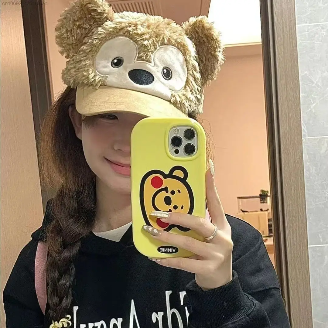 Disney Duffy Plush Baseball Hat Girls Autumn Winter Cute Accessories New Design Cartoon Bear Ear Soft Caps Women Trendy Headwear