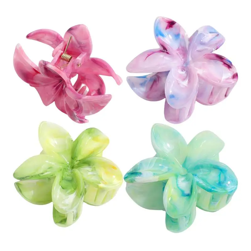 Summer Flower Hair Claw Clip Shark Hairpin Barrettes Beach Vacation Bohemia Egg Flower Hair Clips Flower Large Hair Claw Hairpin