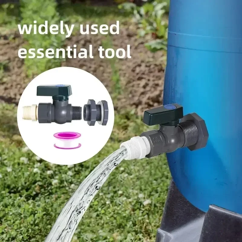 1 Set, PVC Water Barrel Spigot Kit, Connector Drain Adapter With Inner Connection For Garden, Rain Barre, Garden Tool Supplies