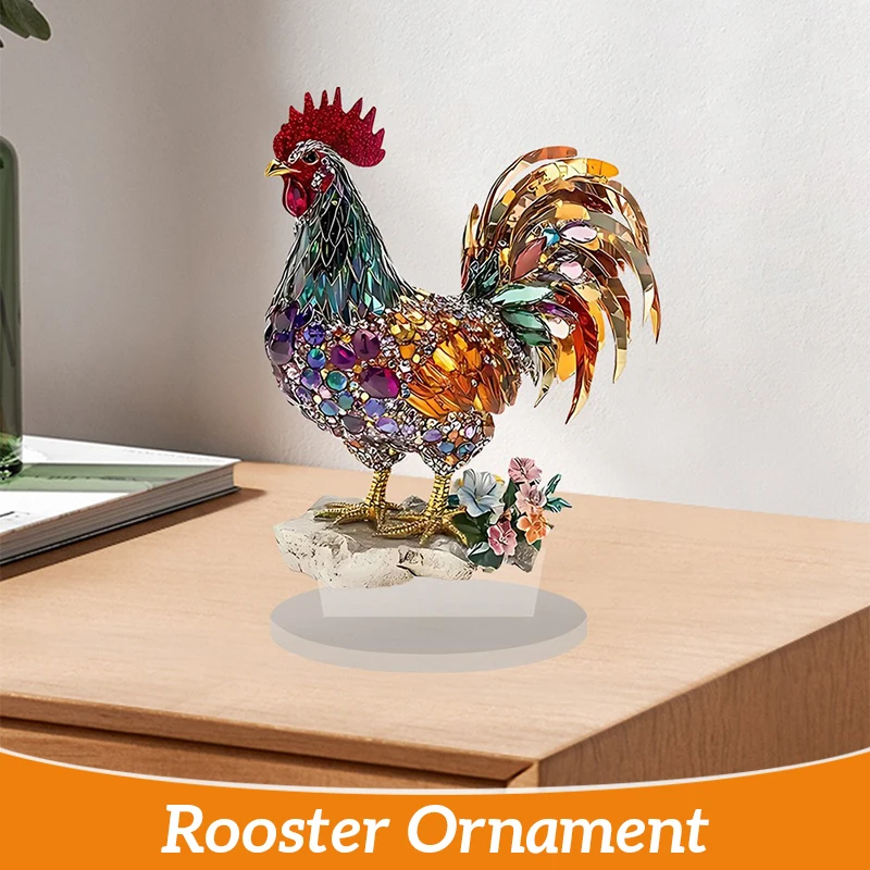 

2D Creative Colorful Beautiful Rooster Ornament Beckoning Rooster Animal Home Decor Acrylic Home Office Desktop Decoration