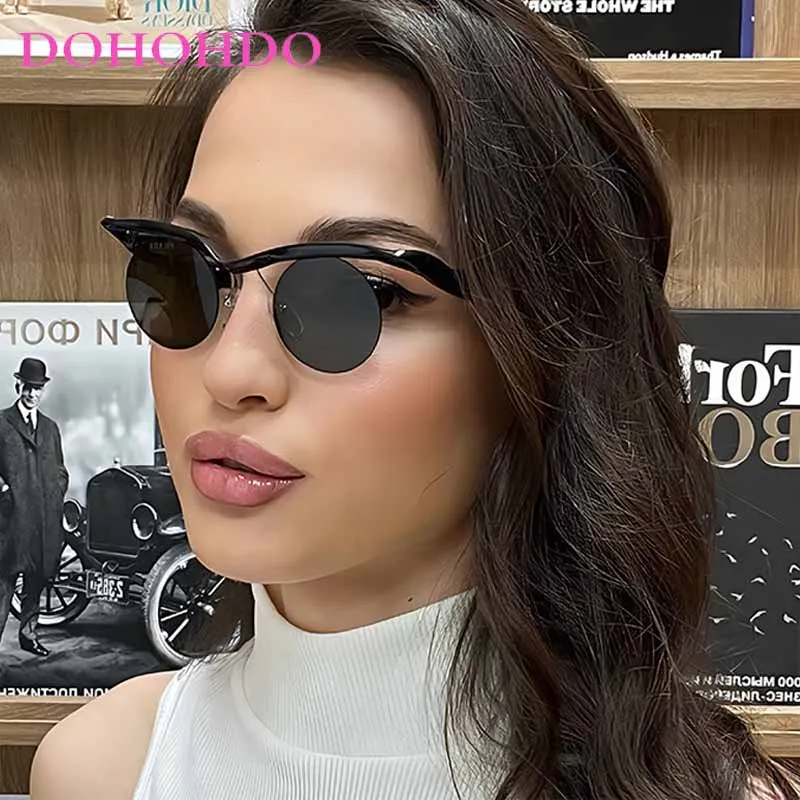 

Vintage Rimless Round Punk Sunglasses Women Men Trendy Fashion Luxury Brand Designer Small Frame Outdoors Shade Sunglasses UV400