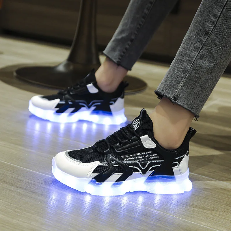 Male Female Fashion USB Charging LED Light Shoes Lovers Casual Sports Shoes Adult Street Dance Shoes