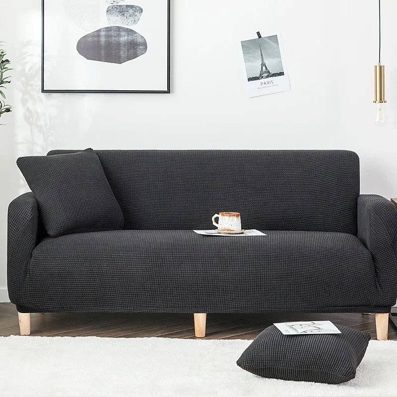 Corn Velvet Stretch Full Wrap Sofa Cover 1/2/3/4Seater Elastic Machine Washable Slipcover Non-Slip Couch Protector Universal Fit