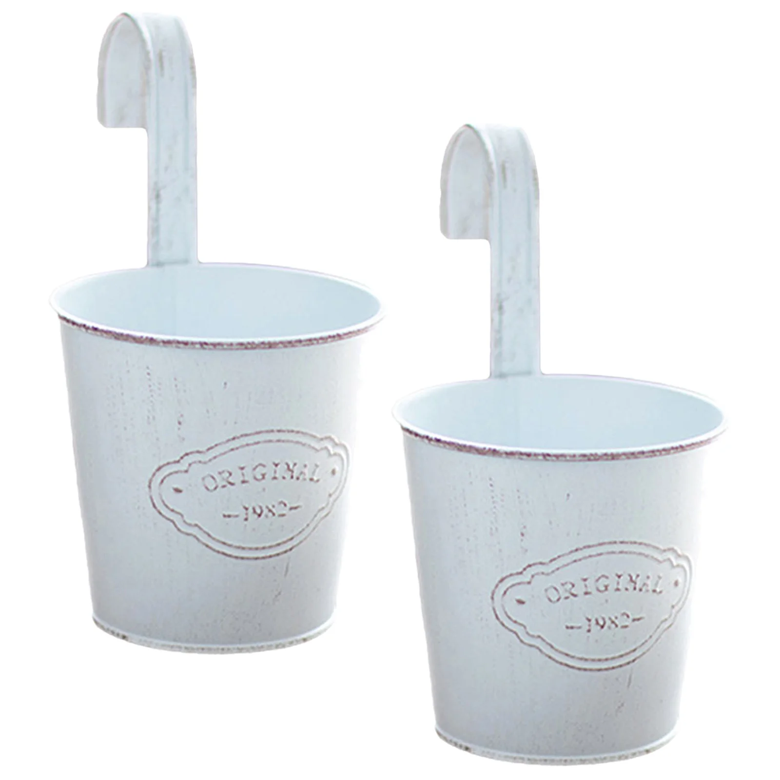 

2Pcs Iron Hanging Flower Bucket Balcony Gardening Plant Pot Home Decoration Balcony Flower Bucket Gardening Plant Pot
