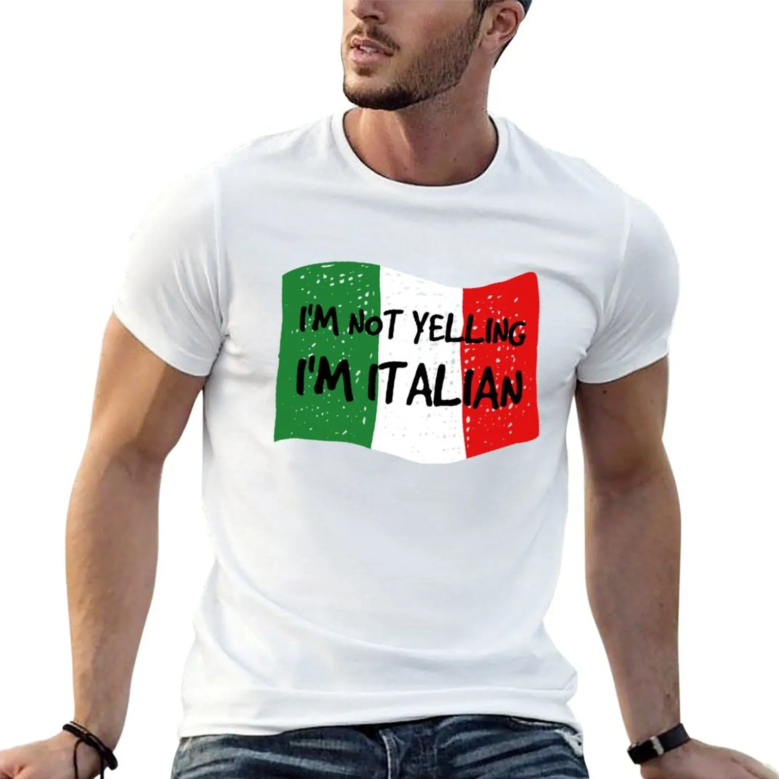 I'm Not Yelling I'm Italian Cool Funny Gift Design T-Shirt Simple Trendy Casual T-Shirt