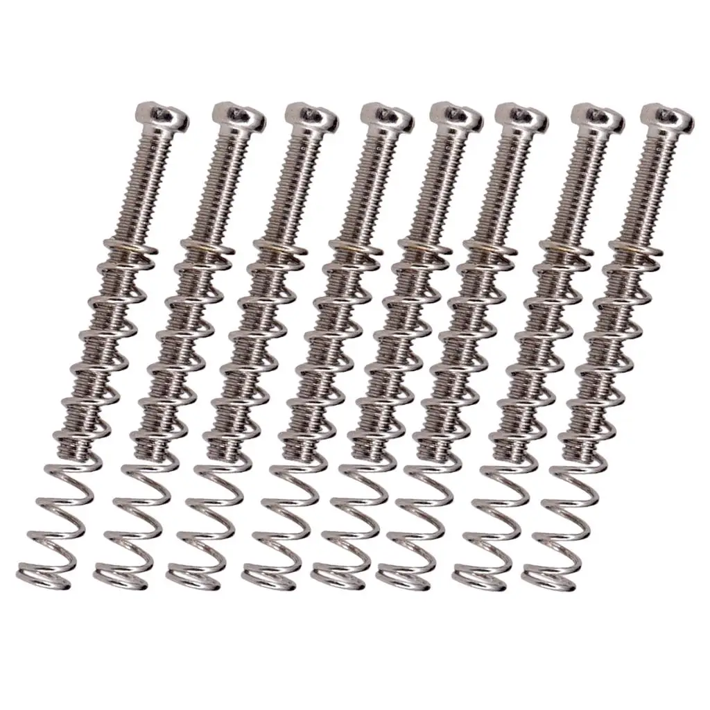 Electric Guitar Pickup Parts M3 Humbucker Screws and Springs Dual Coil Mount Kit Silver Metal for Fixing Cover Height