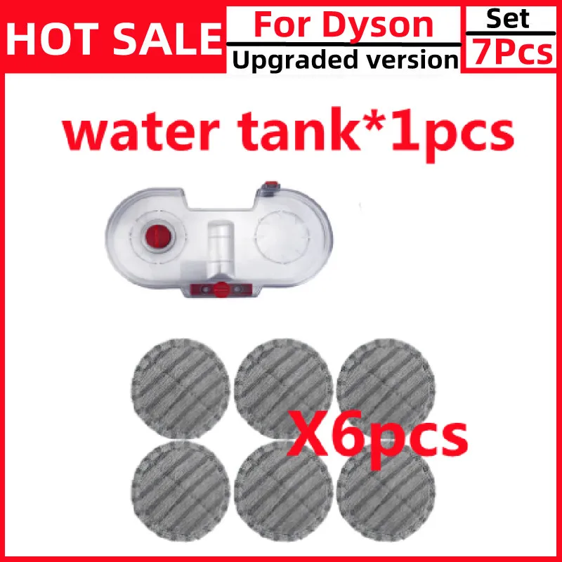 Cabezal de fregona eléctrica de repuesto para aspiradora Dyson, cepillo con 6 almohadillas de fregado, tanque de agua, V7, V8, V10, V11