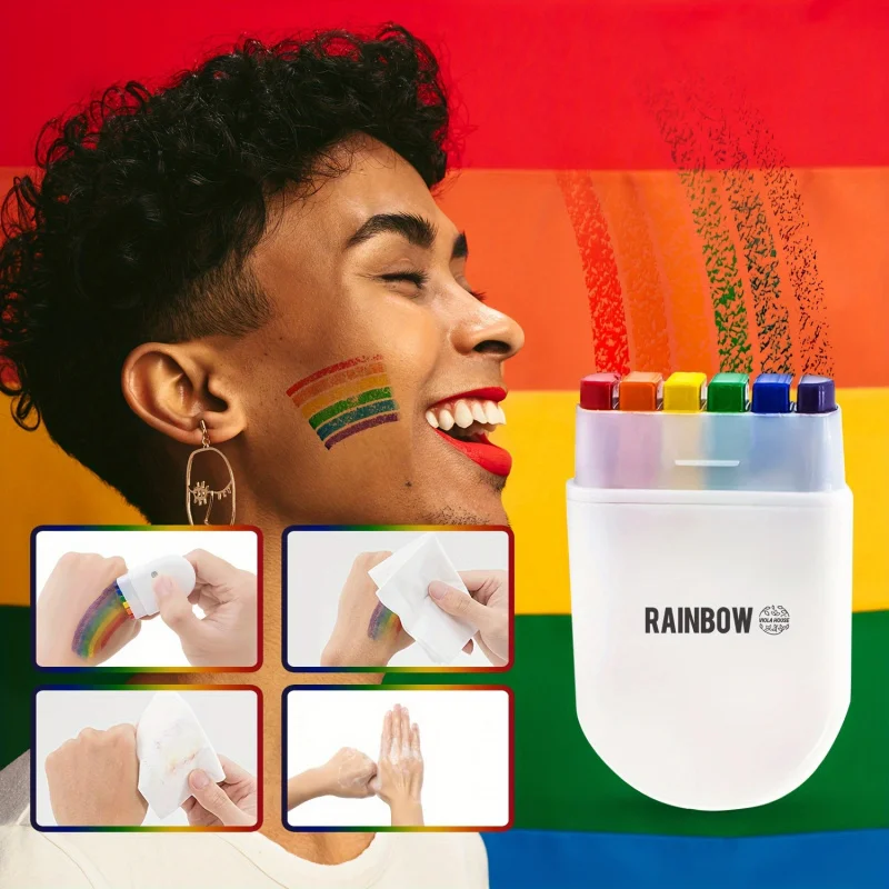 Rainbow Pride Face Paint Pen, Body Art pour les festivals et les fêtes Lgbt, 6 couleurs vibrantes