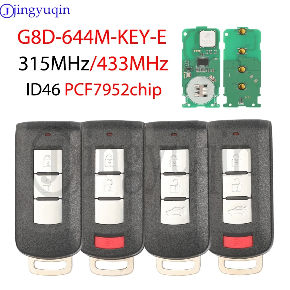 Jingyuqin 315/433MHz ID46 G8D-644M-KEY-E Remote Car Key For Mitsubishi Lancer Outlander ASX Galant RVR Pajero Shogun Keyless Go