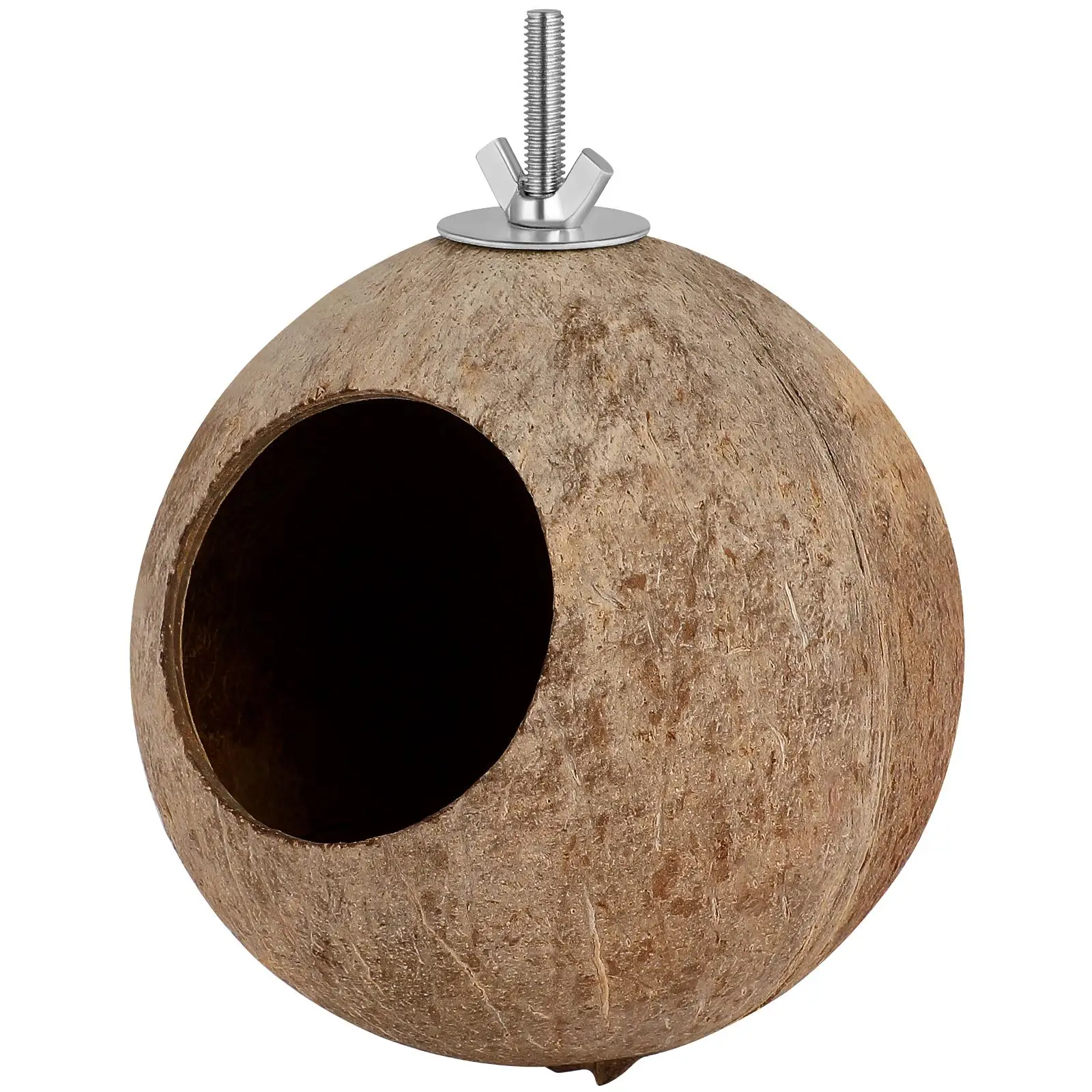 Pet Birds Nest Coconut Shell House for Parrot Canary Lark Small Birds Safe Handmade Comfortable Sleep Bed Hanging Decor