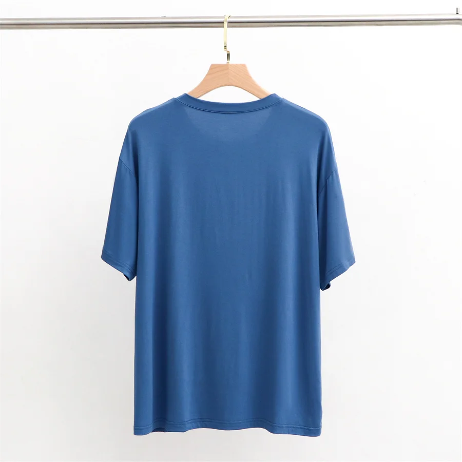 2024 Summer Men's Modal T-shirt O-neck Short Sleeve Elastic Homewear Solid Casual Sleepwear Men Clothes Loose Sleep Tops