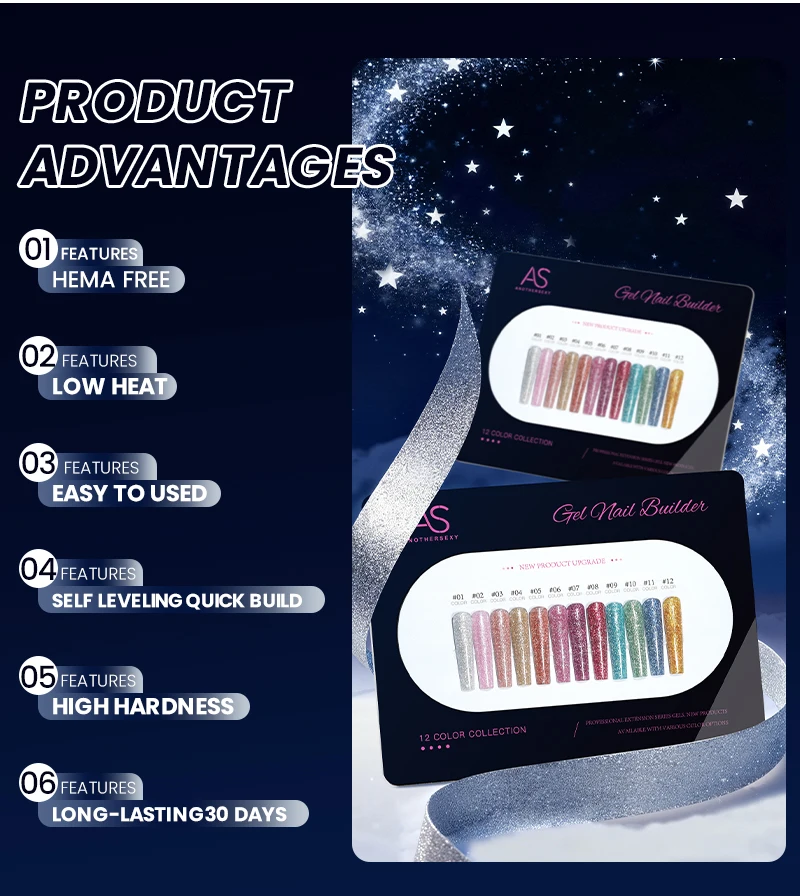 30g Silber Reflektierendes Aufbaugel für Nägel Funkelnder Glitzer Roter Nagelverlängerungslack Semi-Permanenter Gel-Lack – Detail 7