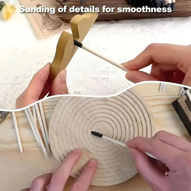 10Pcs Sanding Sticks Matchsticks Sanding Twigs Fine Detailing Sanding Sticks for Plastic Models Wood Hobby Polishing