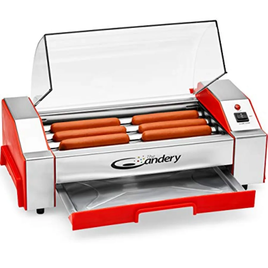 

Electric Hot Dog Roller Sausage Grill Cooker Machine 6-Capacity Household Hot Dog Maker for and Adults Red Non-Stick Cooking Su