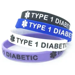 1pc/4pcs Type 1 one diabetes diabetic insulin dependent rubber bracelet silicone wristband