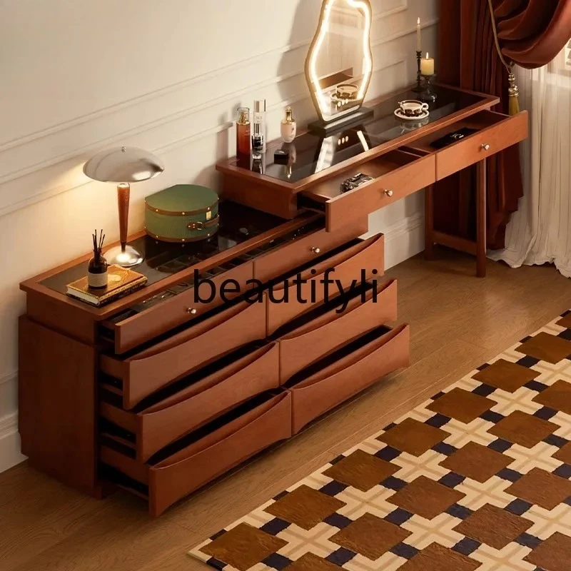 

Medieval style makeup table dresser bedroom light luxury corner dressing table chest integrated