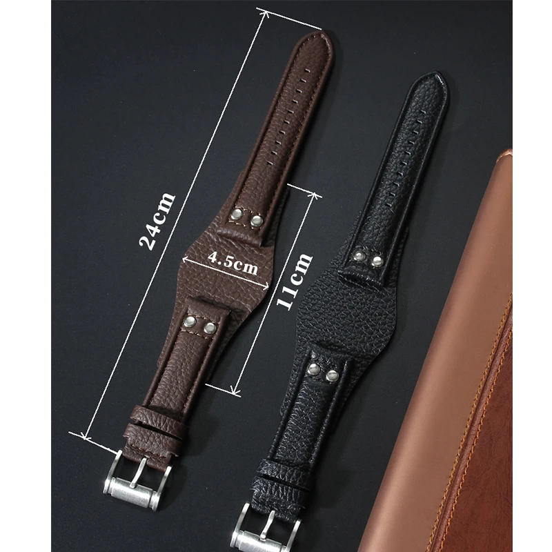 Strap for Fossil CH2564 CH2565 CH2891 CH3051 Men Retro Genuine Leather Rivet Watch Band Bracelet 20mm 22mm for Hamilton Citizen