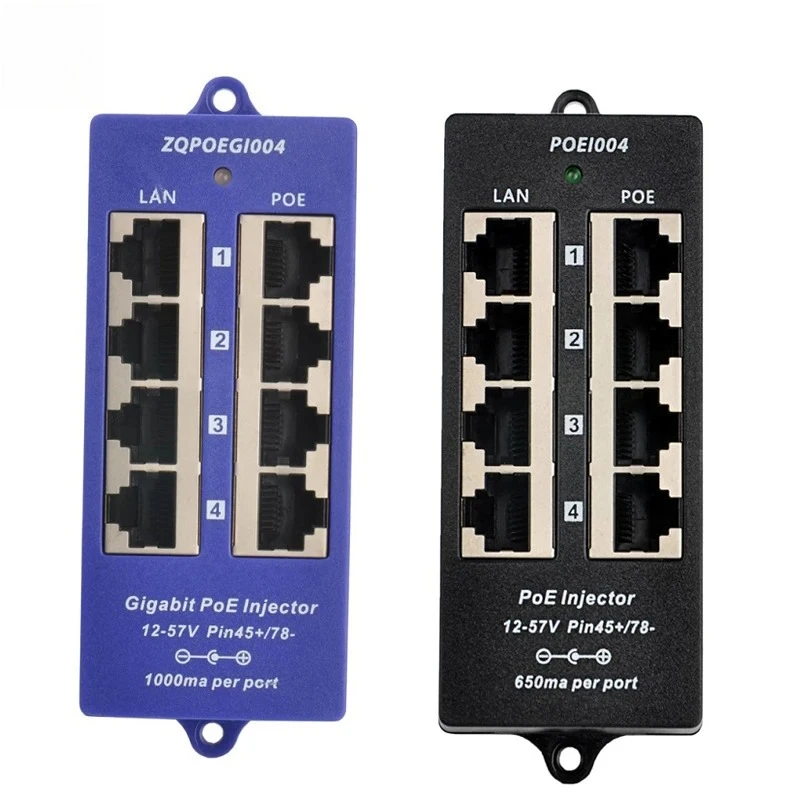 

POE World 4 Port PoE Injector 10/100/1000Mbps PoE Patch Panel 802.3af Midspan Injector for 24Volt Passive MikroTik Unifi