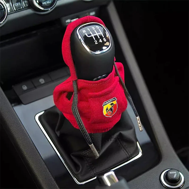 Car Gear Shift Hoodie Cover Shift Cover Gear Handle Badge Emblem Car Decoration For Abbas Abarth Punto 124 125 500 595 695 OT200