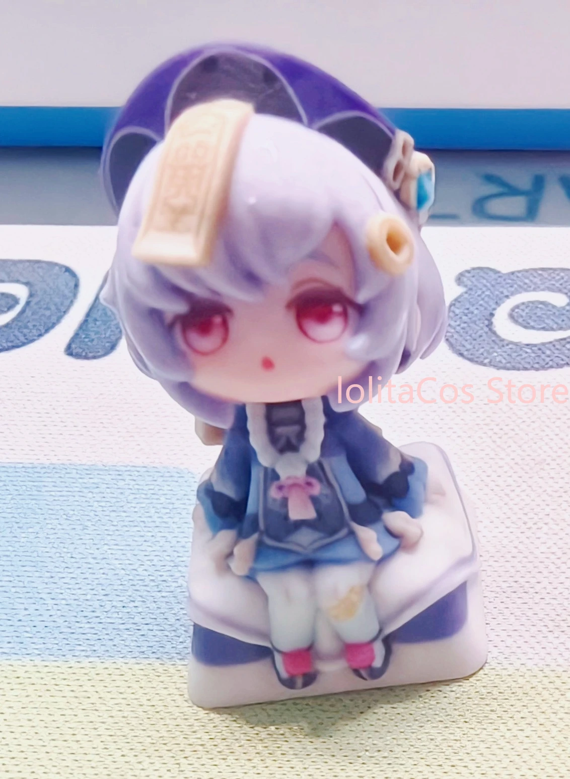 Anime Game Genshin Impact Qiqi Q-version Kawaii Keycap Mechanical Keyboard Decoration Birthday Gift Xmas Cosplay Mini Figure