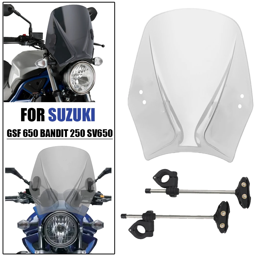 

Motorcycle Windshield With Universal Bracket For Suzuki SV650 SV1000 GXSR 600 750 GSX 1400 For Bandit 250 GSF650 Wind Deflectors