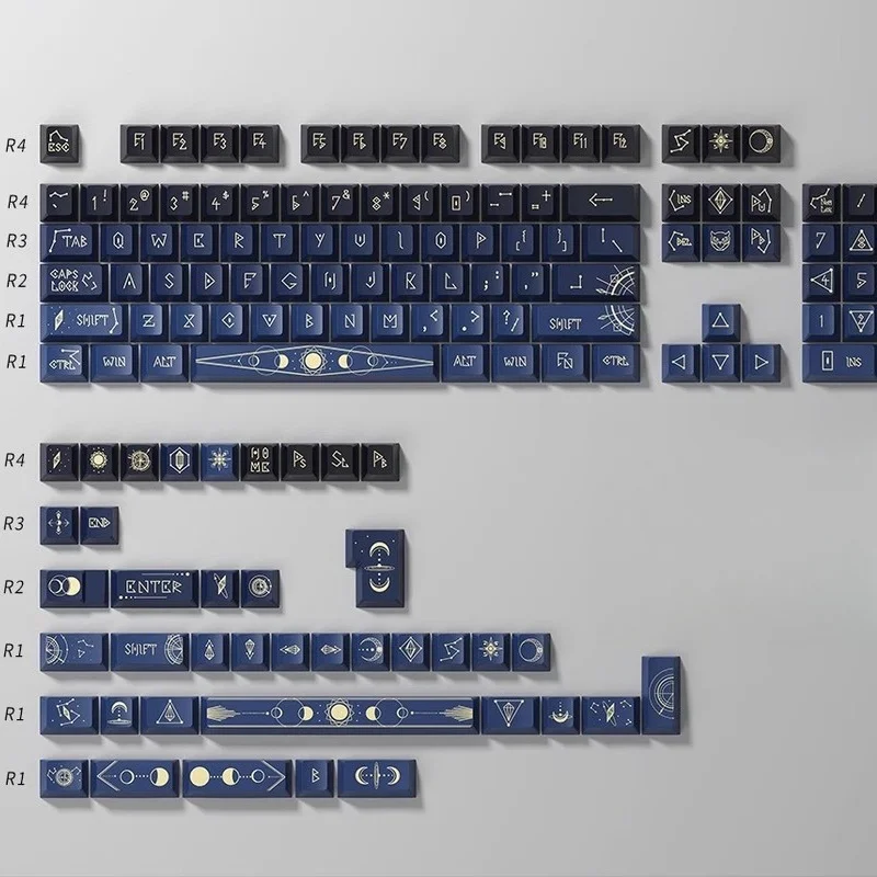 Imagem -02 - Poemas Estrelados-personalização Pbt Teclado Mecânico Retro Black Keycap Sublimação Térmica Personalidade Laptop Escritório Jogo