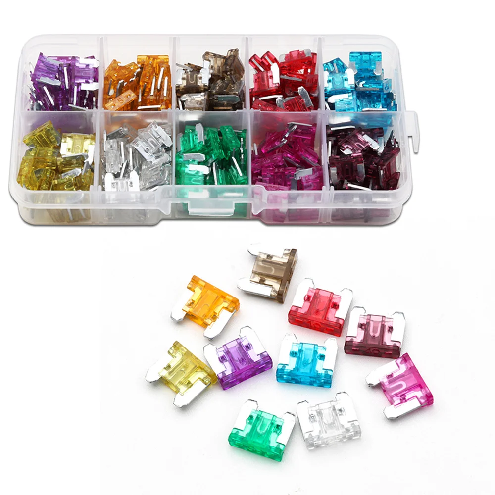 200PCS Automobile Car Security Fuse Blade Standard Auto Car Blade Fuse Assortment Kit Using For Mini-sized Car
