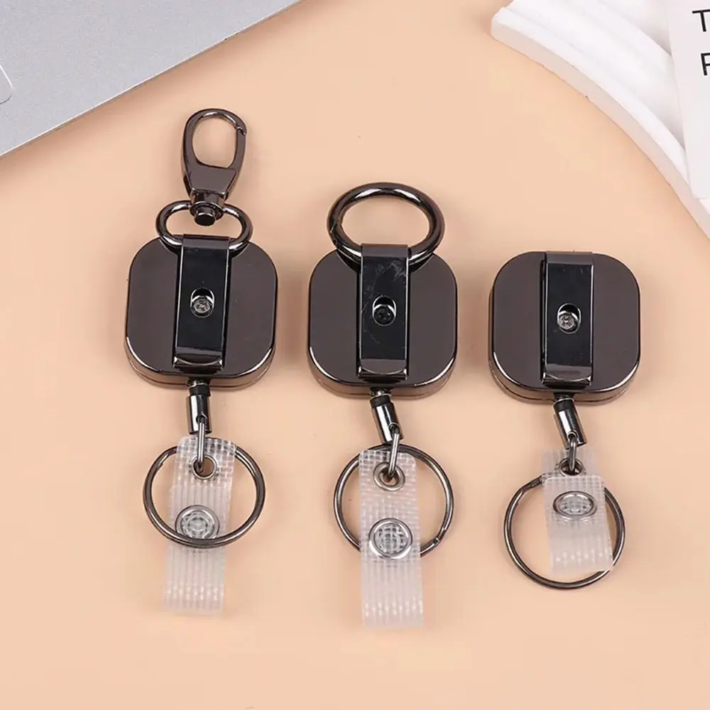 Portable Metal Pull Reel Carabiner Retractable Anti Lost Anti-lost Keychain Badge Reel Clip Key Management