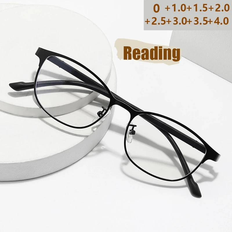 Anti-Blaulicht-Halbrahmen-Lesebrille aus Metall, modische Lesebrille zum Lesen von Mobiltelefonen für Männer und Frauen 8055