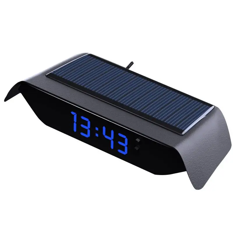 

Car Clock Thermometers Solar Powered Digital Temperature Meter Glowing Portable Dashboard Clock Thermometers Monitor For Cars