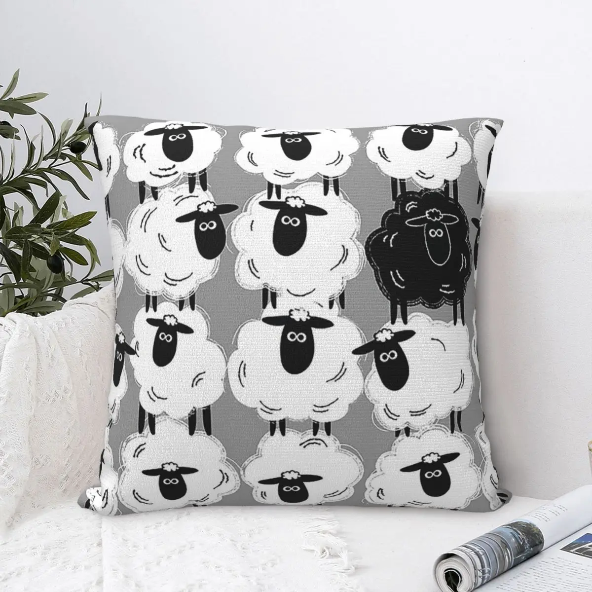 Black Sheep - By Sheep Well Square Pillowcase Polyester Pillow Cover Velvet Cushion Decor Comfort Throw Pillow For Home Car