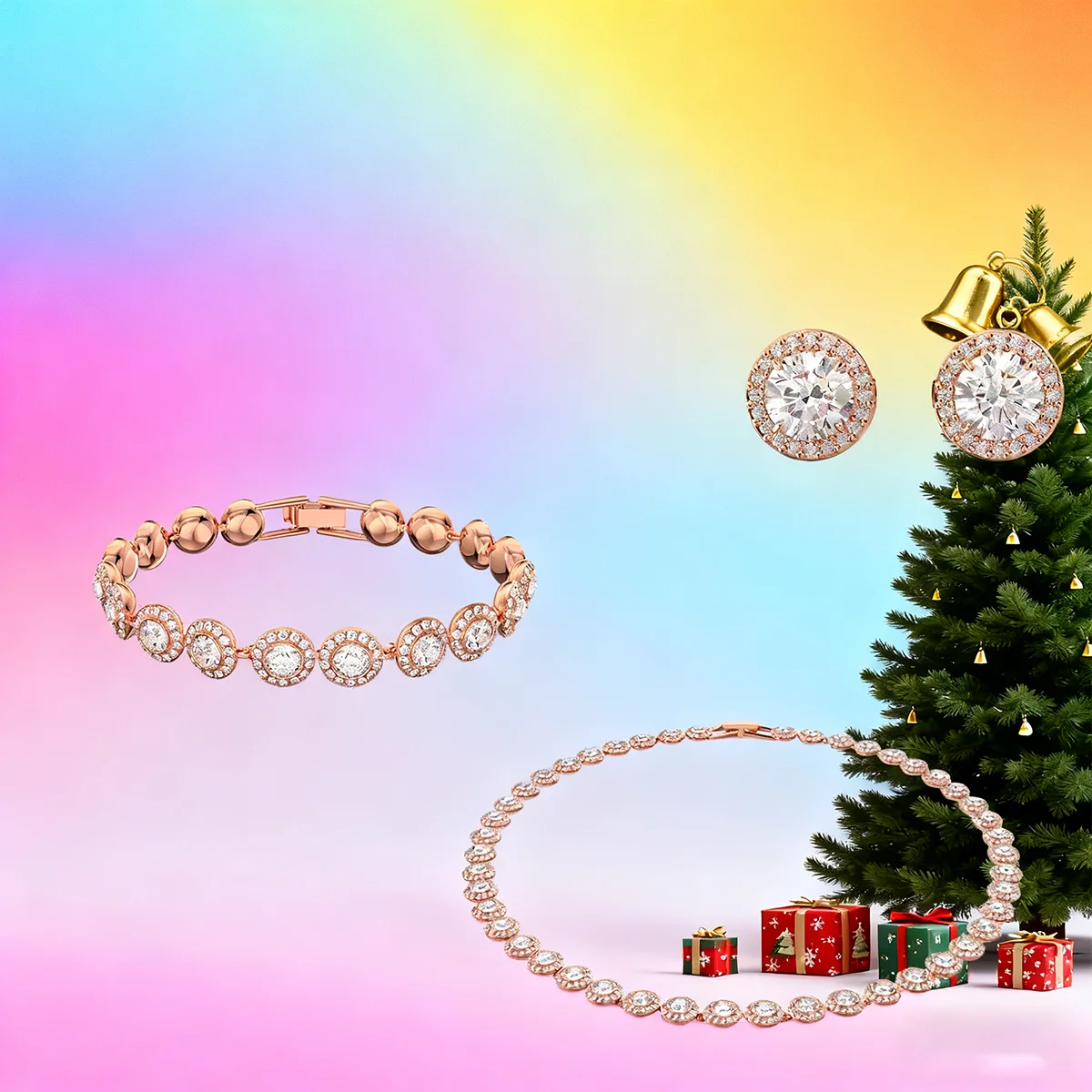 

Elegant and fashionable popular Christmas hot-selling women's party all-match diamond jewelry set free shipping