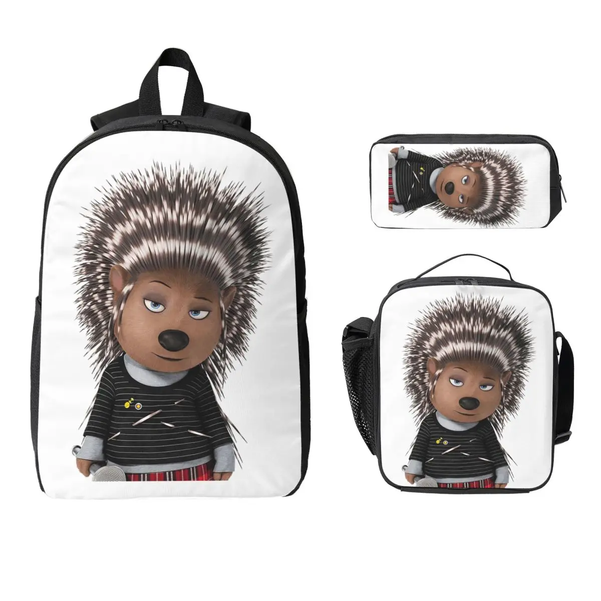 Ash Sing Movie Character Backpack Student Boys Girls BookBag School Bag Laptop Shoulder Bags 3ps Insulated Lunch Bag Pencil Case